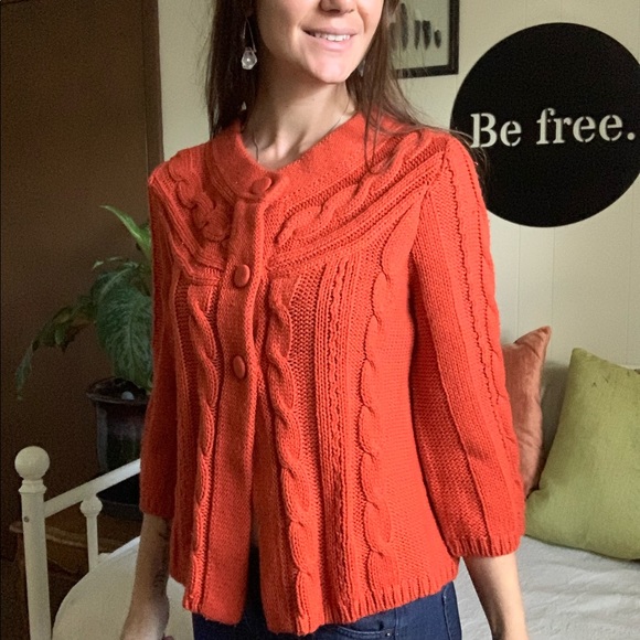 💛 CATO burnt orange knit 3 button cardigan - Picture 2 of 13
